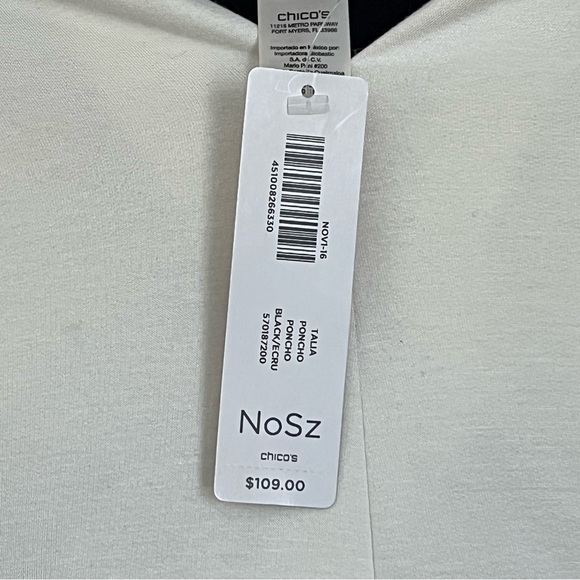 Chico's Elegant Black and White Poncho - Picture 3 of 5